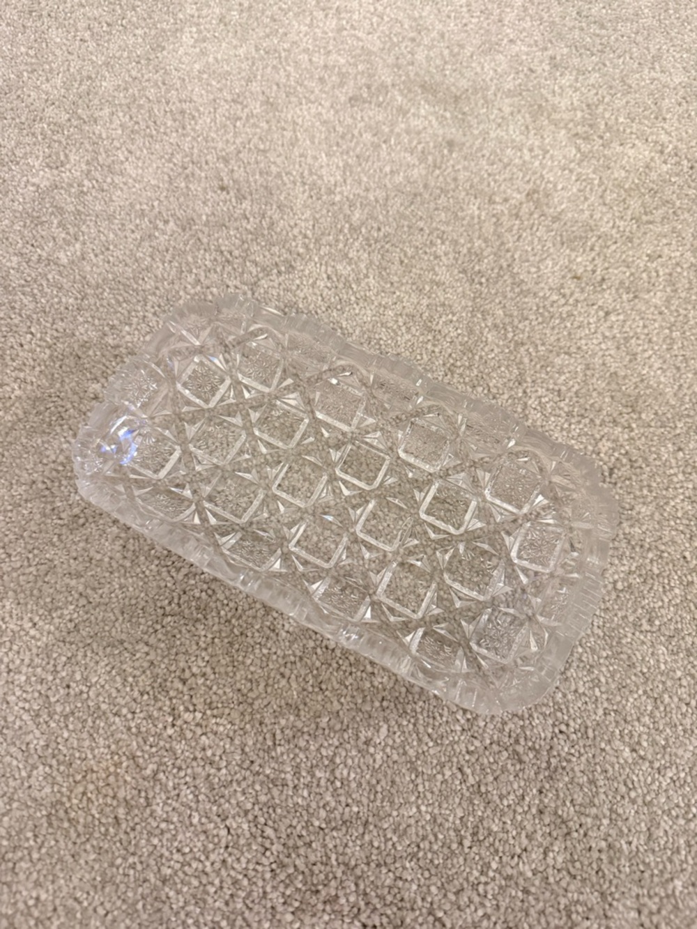 Pressed Cut Glass Rectangular Serving Tray - Clear